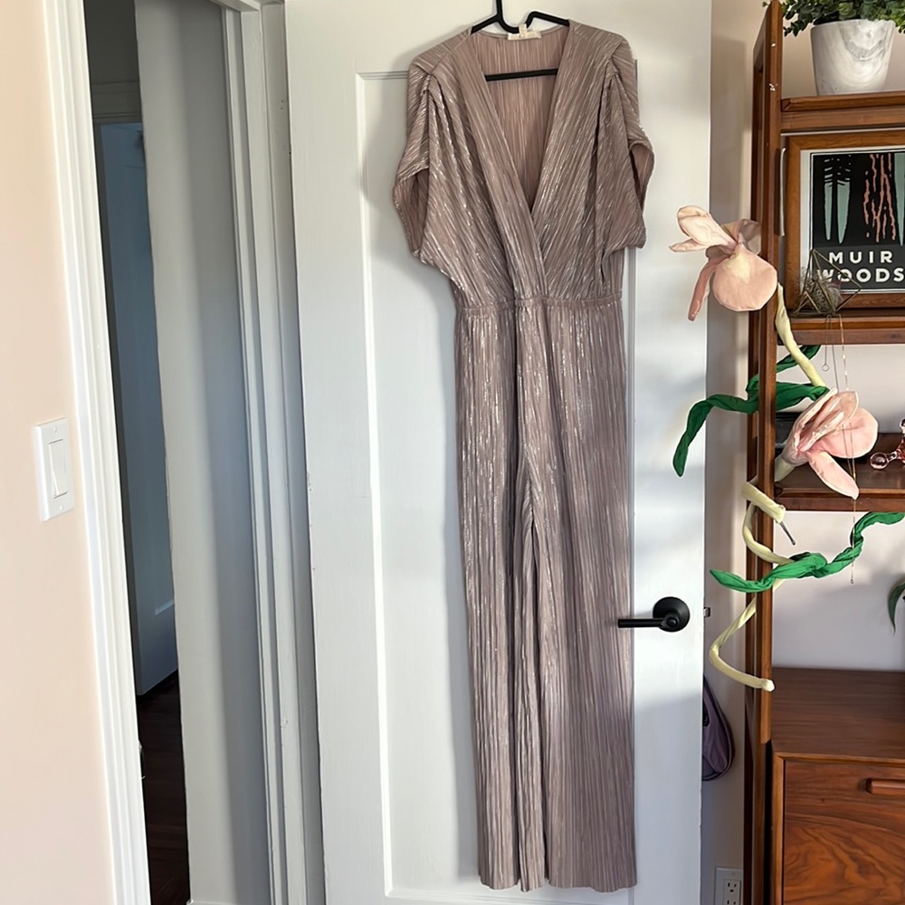 Anthropologie Porridge brand metallic jumpsuit size M